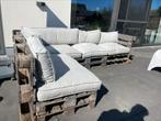 Mooie pallettenlounge met bijhorende kussens, Tuin en Terras, Tuinsets en Loungesets, Ophalen, 5 zitplaatsen, Gebruikt, Loungeset
