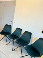 Set van donkergroene velvet eetkamerstoelen, Ophalen, Zo goed als nieuw