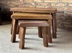 Set Eiken Bijzettafeltjes, Huis en Inrichting, Tafels | Bijzettafels, Ophalen, Minder dan 45 cm, Minder dan 55 cm, Gebruikt