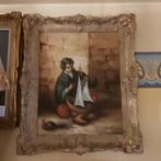 Olieverf op doek in oud kader  onbekende kunstenaar., Antiek en Kunst, Ophalen of Verzenden