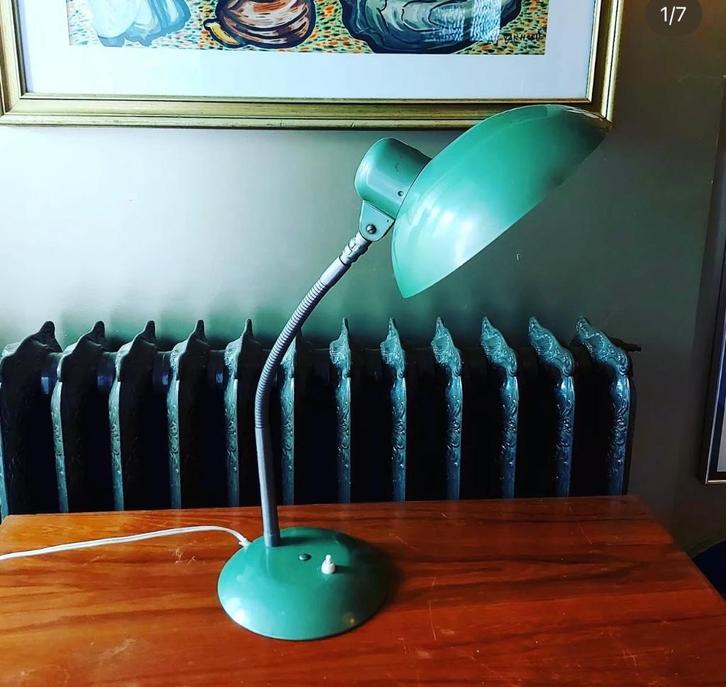 Vintage Bauhaus bureaulamp groen metaal, Huis en Inrichting, Lampen | Tafellampen, Metaal, Ophalen