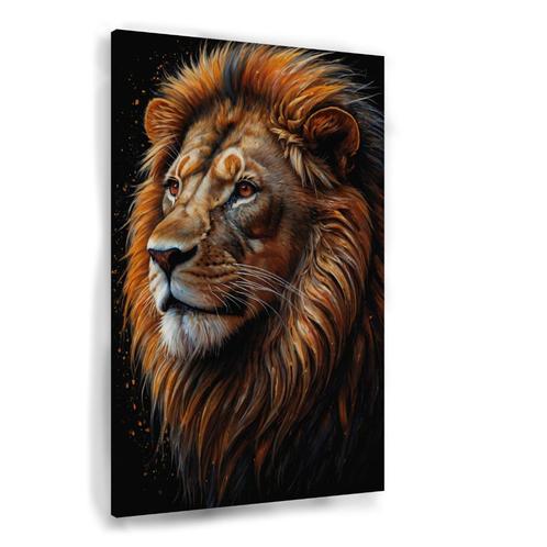 Toile de peinture Lion 60x90cm - 18mm., Maison & Meubles, Accessoires pour la Maison | Décorations murale, Neuf, Envoi