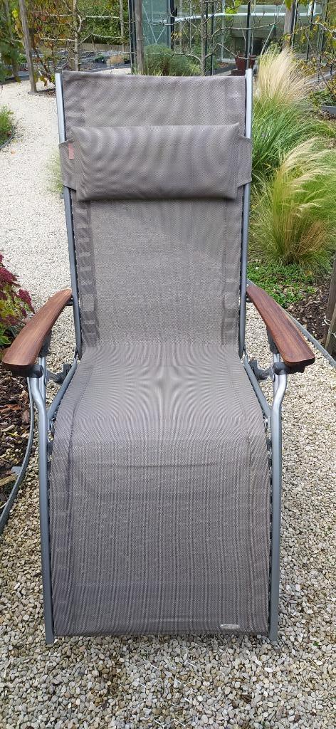 Erg comfortabele ligstoel / relaxstoel (Merk= Lafuma), Tuin en Terras, Tuinstoelen, Zo goed als nieuw, Inklapbaar, Verstelbaar