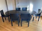 Ovale eettafel + 6 bijpassende eetstoelen, Ophalen, 100 tot 150 cm, 200 cm of meer, Zo goed als nieuw
