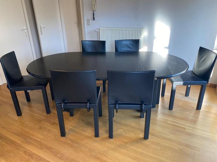 Ovale eettafel + 6 bijpassende eetstoelen, Huis en Inrichting, Tafels | Eettafels, Zo goed als nieuw, 100 tot 150 cm, 200 cm of meer