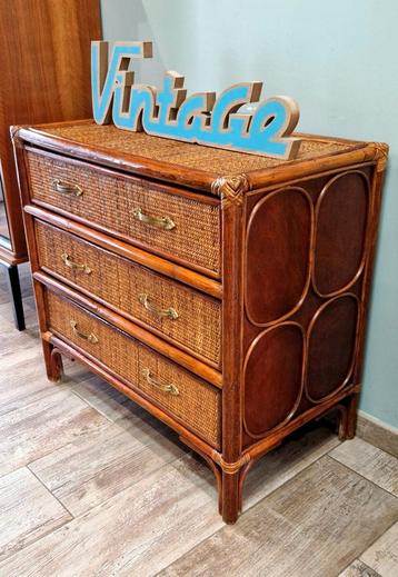 Commode vintage rotin 60's