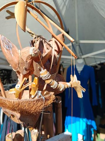 carillon dragon et ses bébés dans le nid 50 cm bambou. coco  beschikbaar voor biedingen