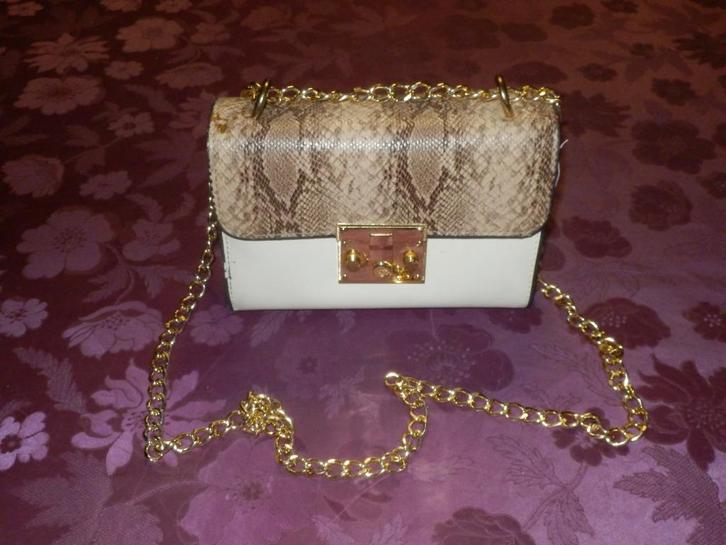 (18) - sac de femme beige brun doré, Handtassen en Accessoires, Tassen | Damestassen, Zo goed als nieuw, Schoudertasje, Beige