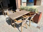 8 terras tafels en 35 stoelen, Jardin & Terrasse, Tables de jardin, Bois, Enlèvement, Utilisé, Carré