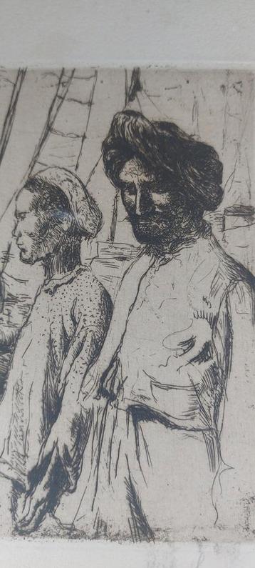 Oude gesigneerde ets Victor Charles Hageman (1868-1938) beschikbaar voor biedingen