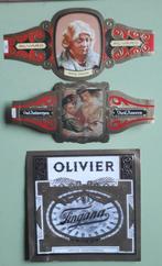 dooslabel Olivier +2 grote sigarenbanden ALVARO & OUD-ANTWER, Verzamelen, Rookartikelen, Aanstekers en Luciferdoosjes, Tabaksdoos of Verpakking