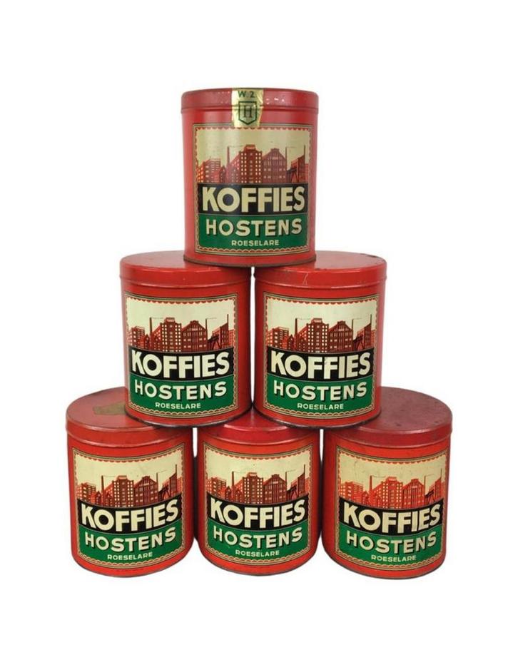 Oude Koffies Hostens Koffieblikken - 1940s, Verzamelen, Blikken, Gebruikt, Koffie, Overige merken, Ophalen of Verzenden