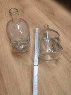 Lot de 2 Bouteille en verre tête de mort – déco / bar / spir, Ophalen of Verzenden, Nieuw