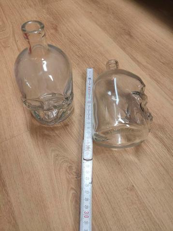 Lot de 2 Bouteille en verre tête de mort – déco / bar / spir beschikbaar voor biedingen