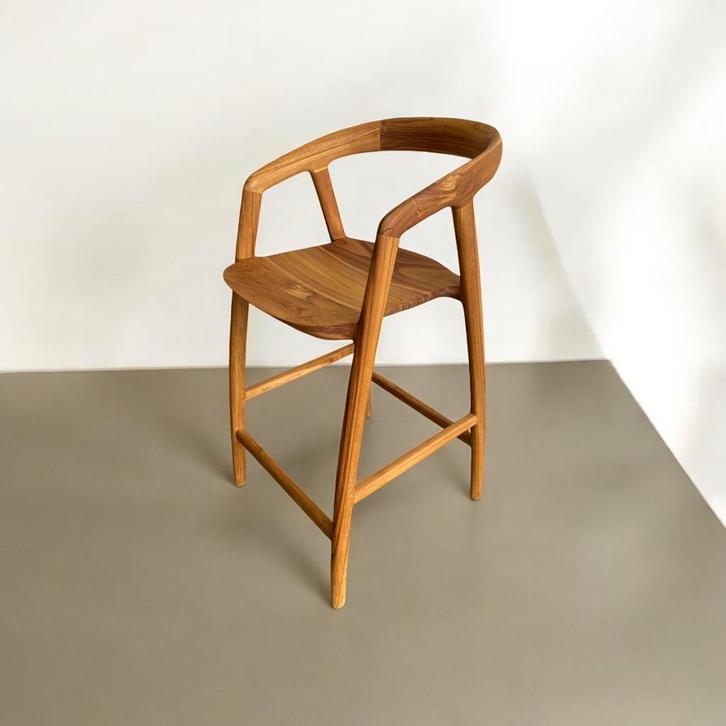 Massief teakhouten kruk / barkruk, Antiek en Kunst, Antiek | Meubels | Stoelen en Sofa's, Ophalen