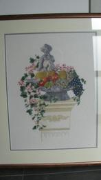 peinture au point de croix : petit ange + bol de fruits, Comme neuf, Peinture, 75 cm ou plus, Enlèvement
