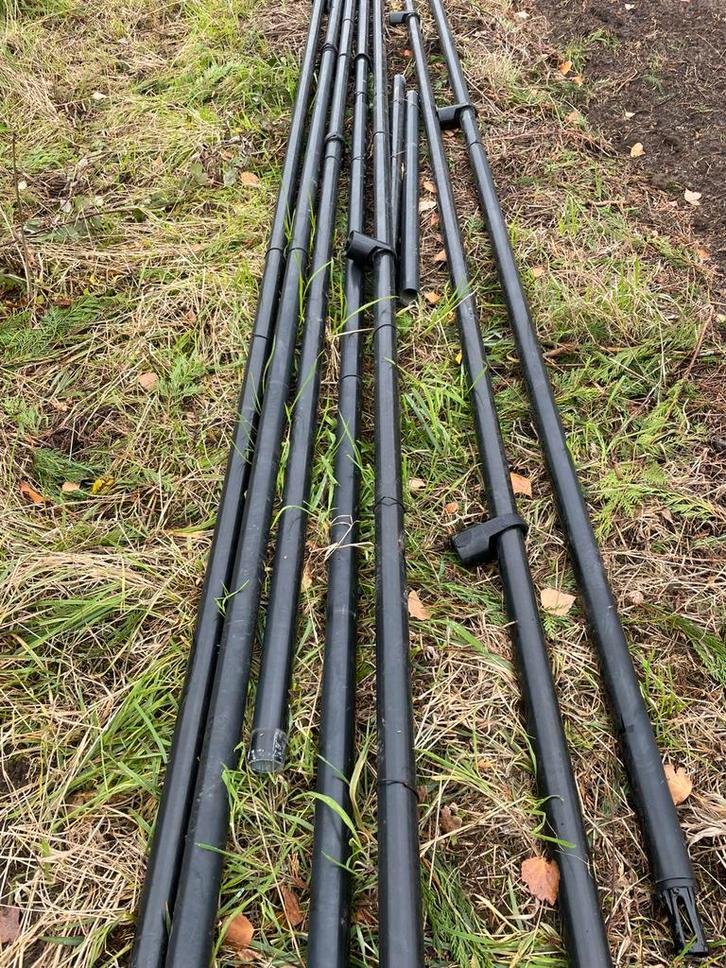 Betonpalen zwart gelakt, betonplaten + verbindingspalen, Tuin en Terras, Tuinhekken en Hekwerk, Gebruikt, Tuinhek, IJzer, Ophalen