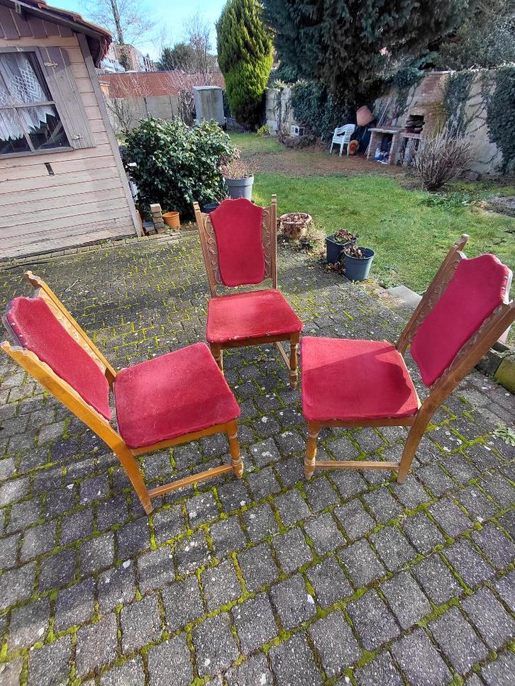 Stoel, Huis en Inrichting, Stoelen, Gebruikt, Vijf, Zes of meer stoelen, Hout, Riet of Rotan, Stof, Overige kleuren, Ophalen