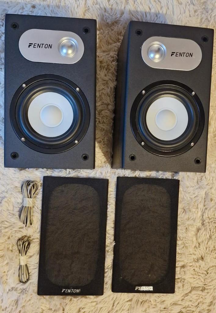 Fenton SHFB65B-luidsprekers — 15€ — 100% functioneel, Audio, Tv en Foto, Luidsprekerboxen, Gebruikt, Front, Rear of Stereo speakers