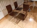 Set 4 eetkamerstoelen - Retro, Huis en Inrichting, Stoelen, Ophalen, Gebruikt, Bruin, Vier