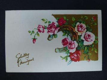 oude prentkaart Gelukkig Nieuwjaar sixties beschreven  beschikbaar voor biedingen