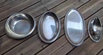 ENSEMBLE DE PLATS de service en inox vintage, Enlèvement ou Envoi, Comme neuf, Métal