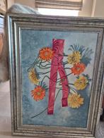 Surealistisch vintage kunst schilderij bloemen met tape, Ophalen