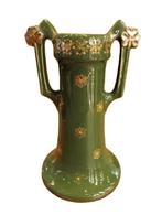 Keramieken vaas met bloemdecor., Antiek en Kunst, Ophalen of Verzenden