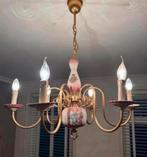 1940-1950 kroonluchter antiek italie Porselein roze bloemen, Antiek en Kunst, Ophalen of Verzenden