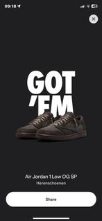 Travis Scott Jordan 1 Low “Velvet Brown”, Kleding | Heren, Ophalen, Nieuw