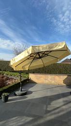 Gele parasol, diameter 340 cm, Tuin en Terras, Parasols, Ophalen, Verstelbaar, Gebruikt, Zweefparasol