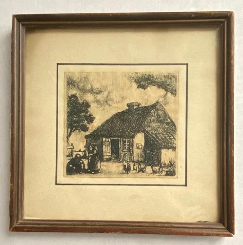 Jacob Smits (1855-1928) – Kleine Ets – Gehucht in de Kempen, Antiek en Kunst, Kunst | Etsen en Gravures, Ophalen of Verzenden