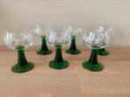 Moezel glas op groene voet 11cm 0,1 (6 stuks) moesel roemer, Verzamelen, Ophalen of Verzenden, Zo goed als nieuw