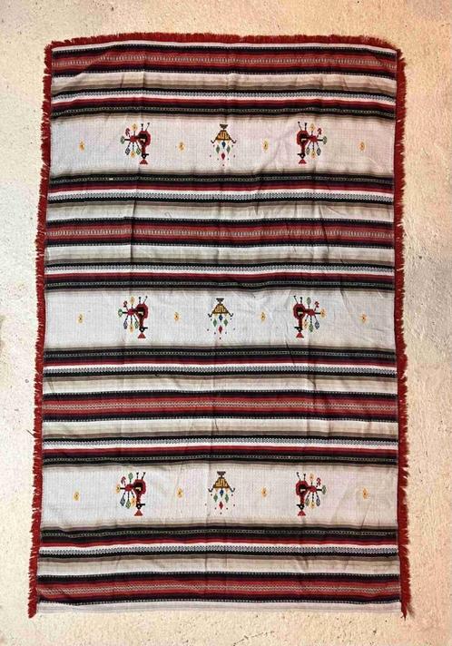 Grand foulard woondeken Zuid-Amerika gestreept met pauw 235/, Huis en Inrichting, Woonaccessoires | Plaids en Woondekens, Zo goed als nieuw