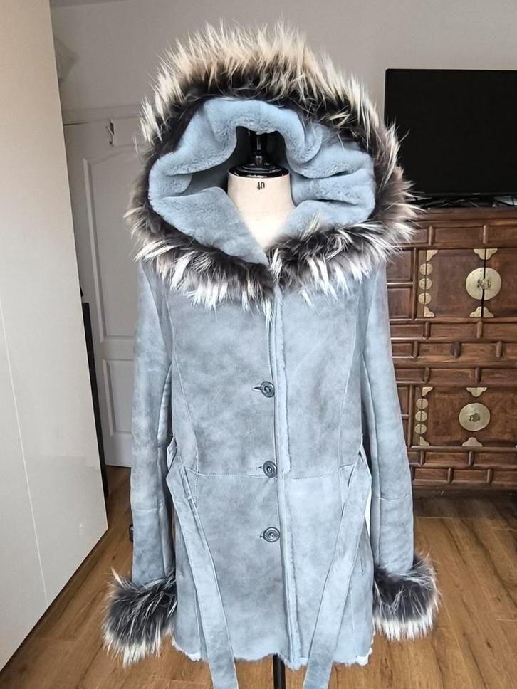 3/4 jas van schapenvacht, Kleding | Dames, Jassen | Winter, Grijs, Ophalen of Verzenden