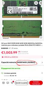 SK Hynix 2X32 GB (64 GB) DDR5 5600 MHz SODIMM, Computers en Software, Ophalen of Verzenden, Zo goed als nieuw, DDR5, 64 GB