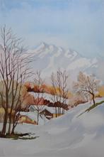 DANIEL LANOUX / WINTERLANDSCHAP / KLEURLITHO / 76x56cm / SIG, Enlèvement ou Envoi