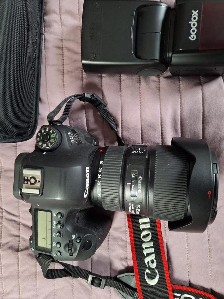 Canon EOS 6D Mark II + EF 16-35mm + Godox TT685IIC, Audio, Tv en Foto, Fotocamera's Digitaal, Zo goed als nieuw, Compact, Canon