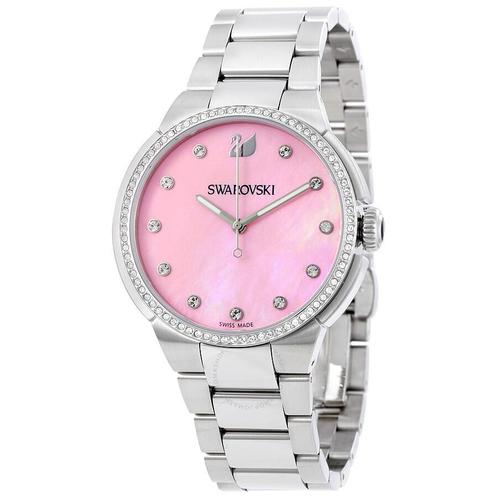 Swarovski City 5205993 – Roze parelmoer wijzerplaat, Handtassen en Accessoires, Horloges | Dames, Zo goed als nieuw, Staal, Staal