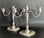 paar verzilverde kandelaars silver plated, Ophalen of Verzenden