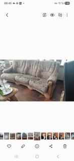 Vintage bankstel eiken, Ophalen, Gebruikt, Hout, Vintage eiken geborduurde stof