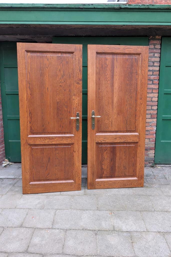 Binnendeuren Massief Eik incl. sloten, scharnieren en klinke, Doe-het-zelf en Bouw, Deuren en Vliegenramen, Binnendeur, Glas, Hout