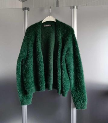 Trui - Wol - Vest - Groen - Medium - Dames - Fluffy - €25