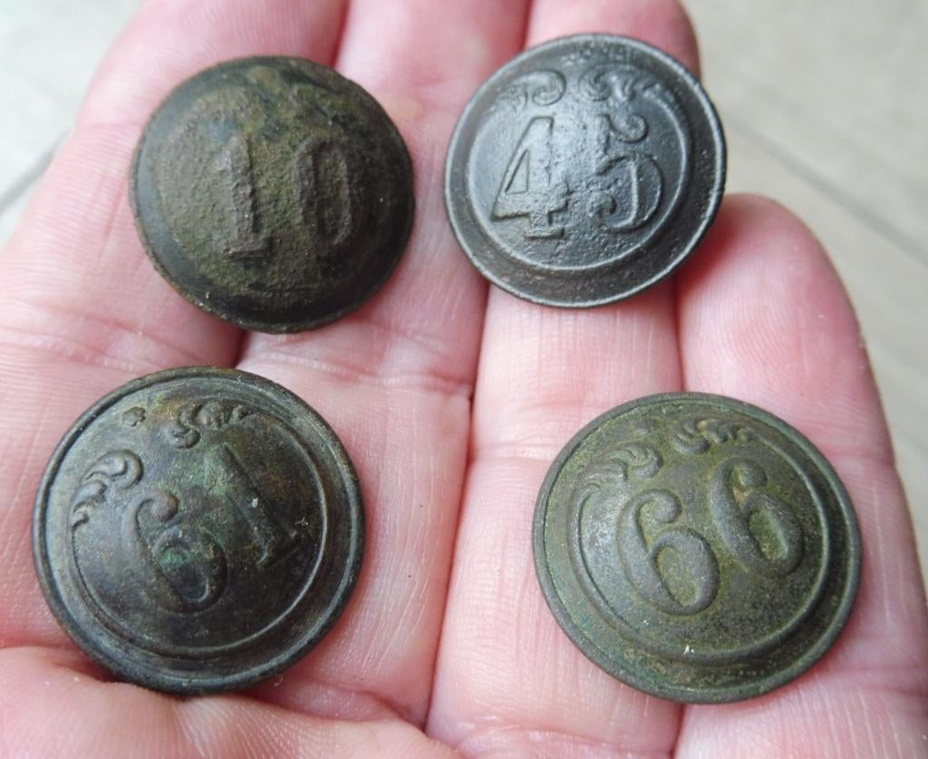 4 x Franse knoop Infanterie de Ligne 1854-1871 Napoléon III, Envoi, Armée de terre, Douilles ou Pièces de fouille