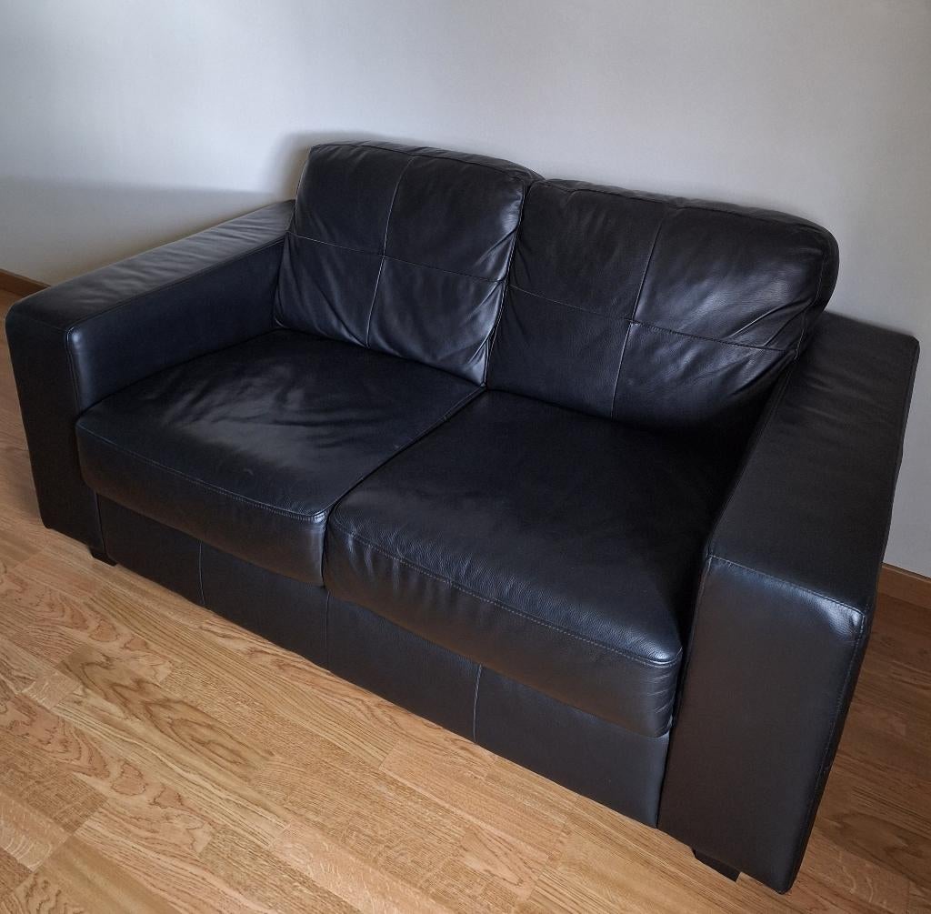 2-zit, Ikea Skogaby in zwart leder, Ophalen, Tweepersoons, Minder dan 150 cm, Leer