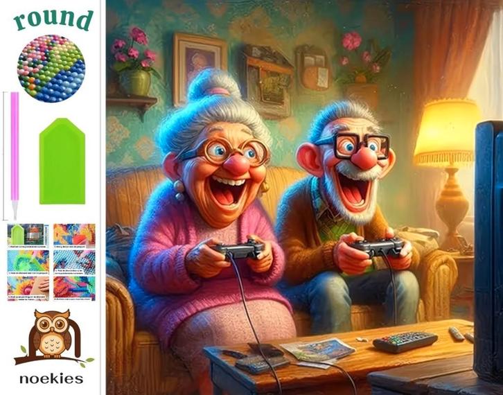 N 621 Peinture au diamant jouant pour les seniors 40x40cm, Hobby & Loisirs créatifs, Bricolage, Neuf, Bricolage, Envoi