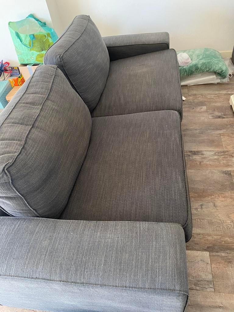 3 persoonszetel antraciet met poef, Huis en Inrichting, Ophalen, Gebruikt, Ikea kivik, Driepersoons