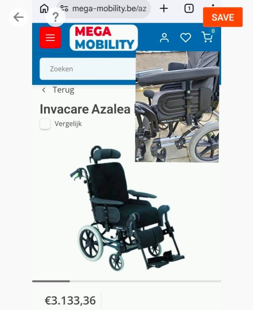 Nieuwprijs +€3000 , Kantel Zorg Rolstoel van Invacare, nieuw, Ophalen