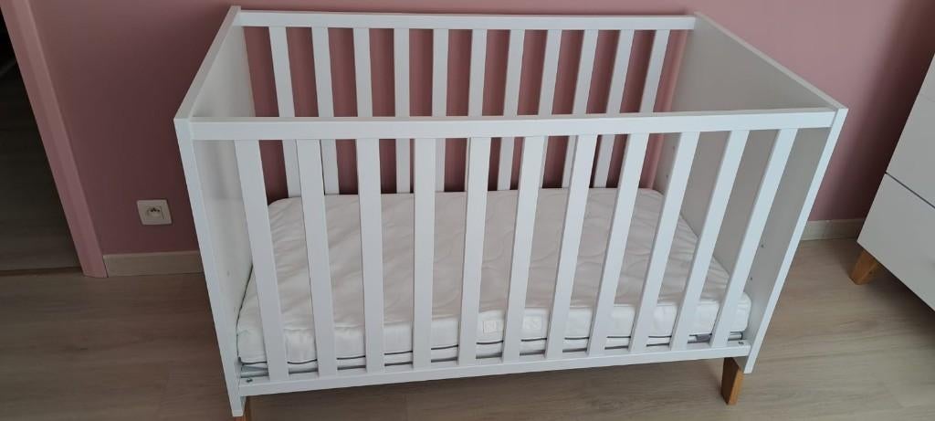 Transland Steffi babybed wit 120x60 + matras, Gebruikt, Minder dan 140 cm, Minder dan 70 cm, Ophalen