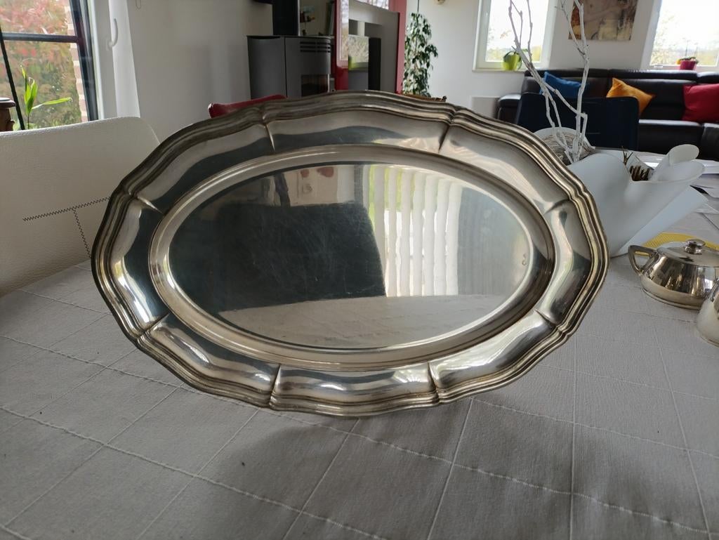 Plat de service metal argenté avec poinçon fabricant., Enlèvement ou Envoi